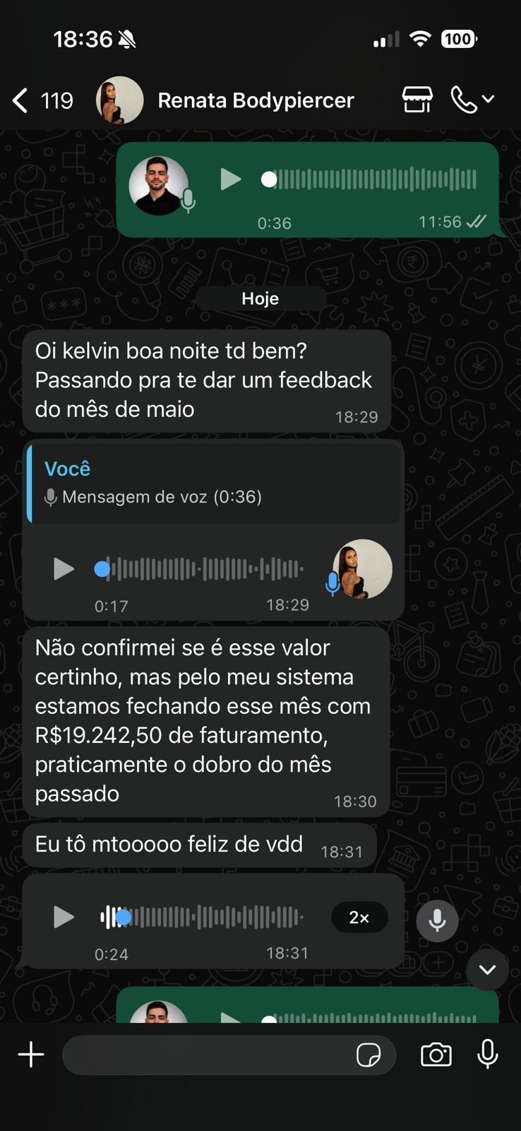 Renata Bodypiercer: R$19.242 dobro do mês